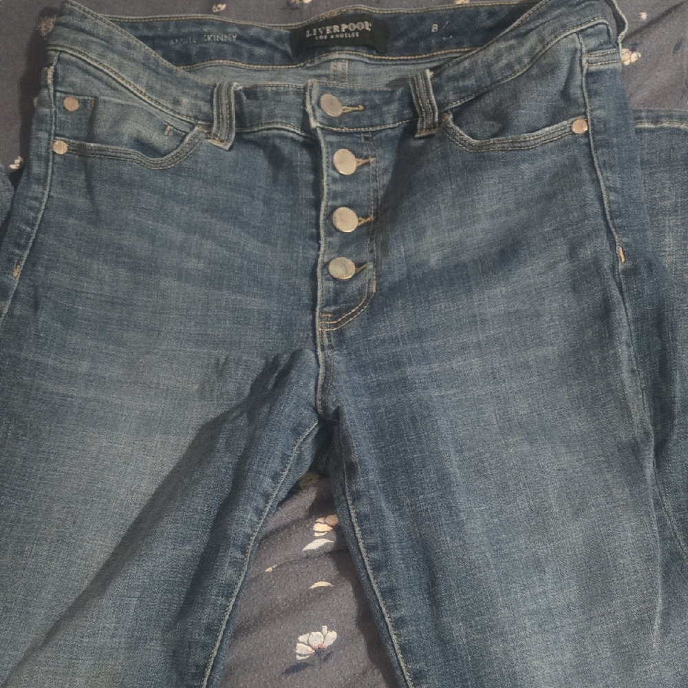 Liverpool Women's High Rise Denim Ankle Skinny Jeans With 4 Buttons